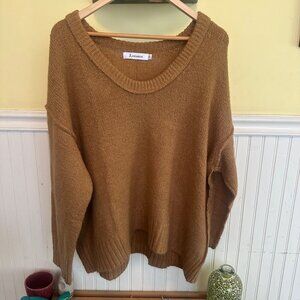Aanrabess Womens Oversized Camel Sweater  Acrylic & Cotton Blend M